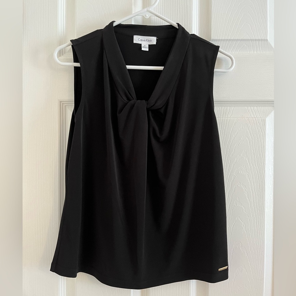 Dressy sleeveless black blouse
